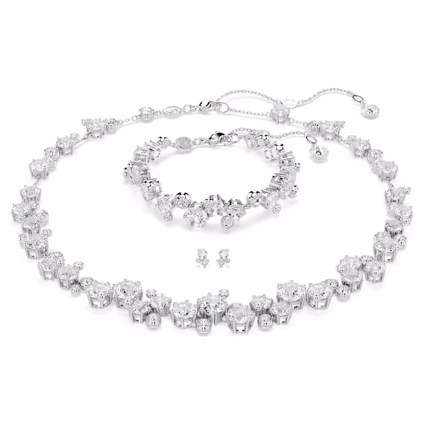 Swarovski Constella Set, Assorted Cuts, White, Rhodium Plated