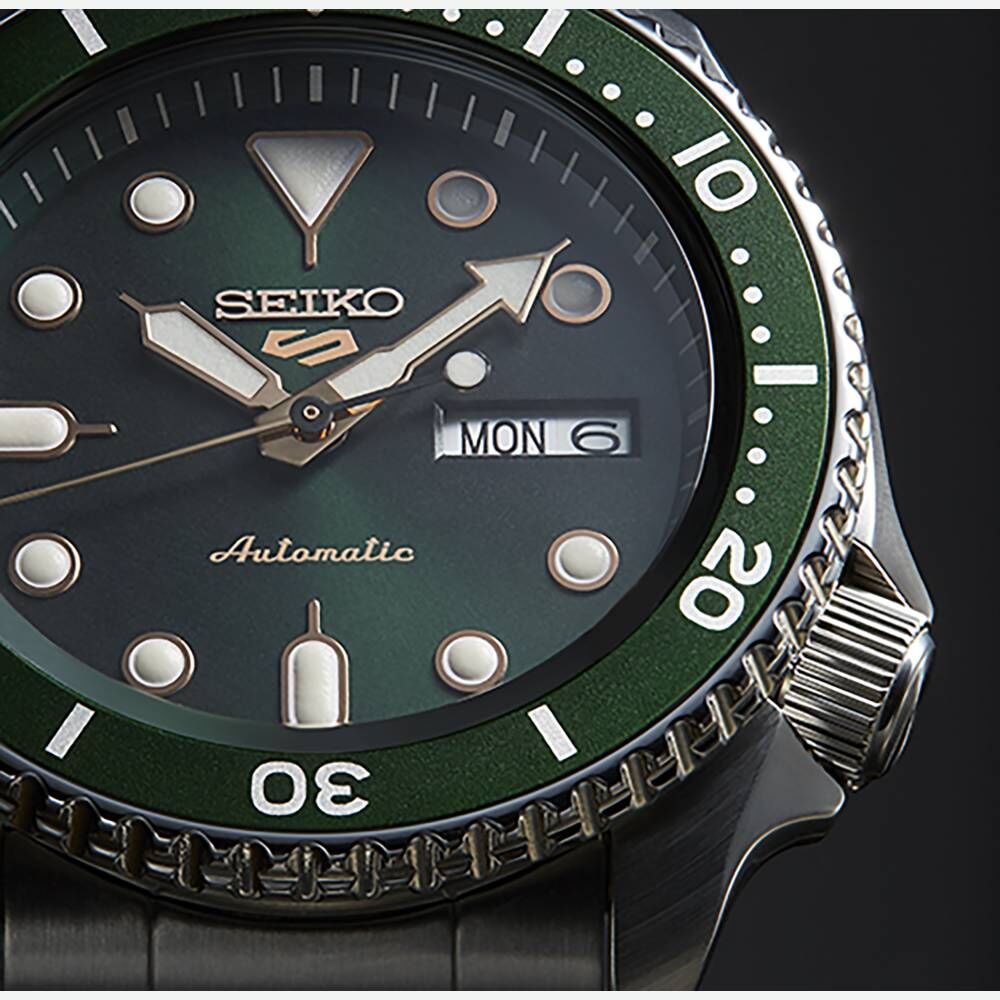 Uhr-Herren-Seiko5-Sport-Automatik-Stahl-Grun Seiko 5 Sports Style Automatic Herrenuhr SRPD63K1
