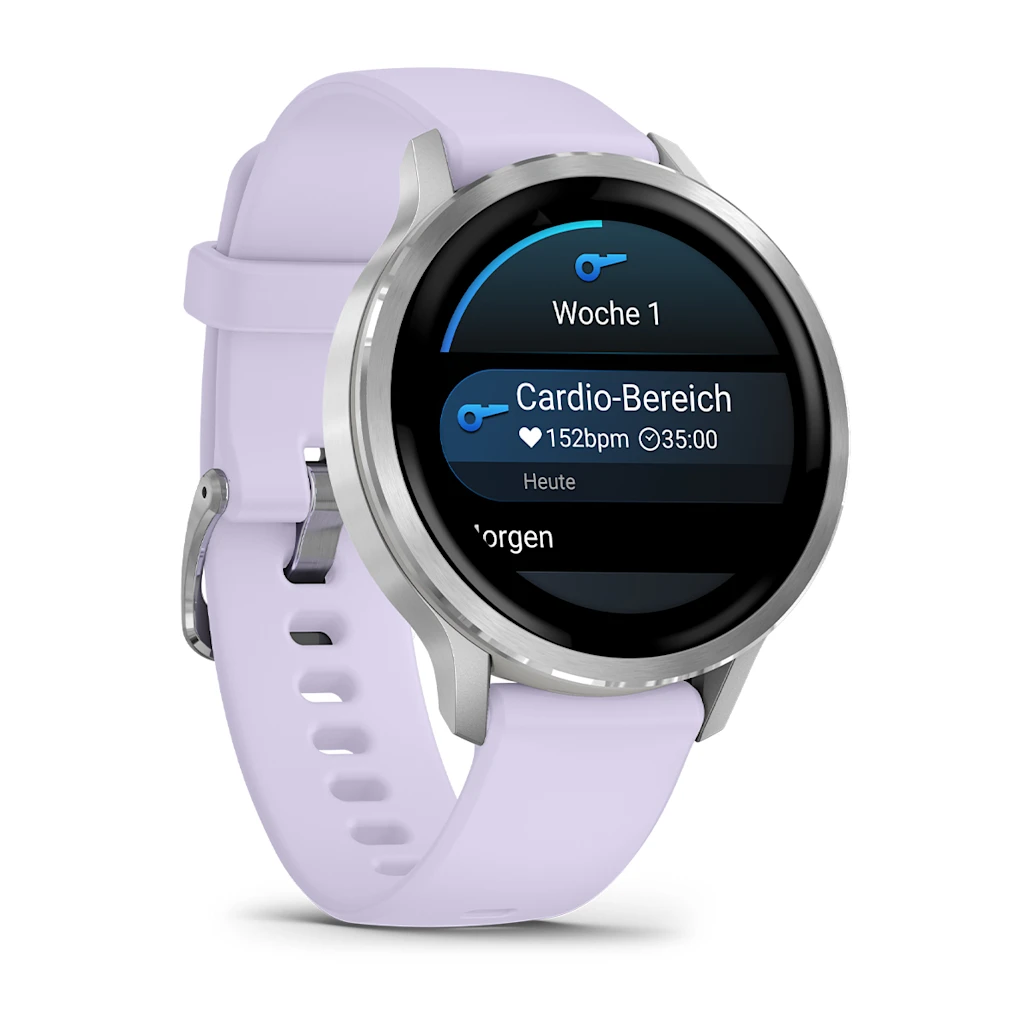 Garmin Venu® 4 - 41 mm Grau/Silber mit Schnellwechsel-Silikon-Armband 18 mm Lavendelblau Unisexuhr 010-03013-01