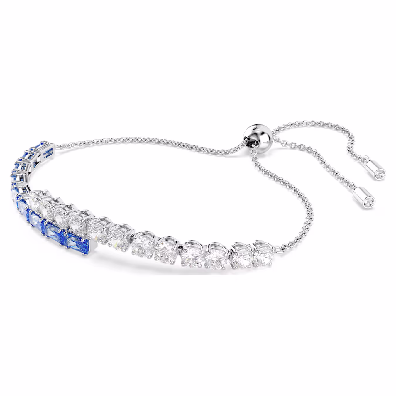 Swarovski Matrix Tennis Bracelet, Various Cuts, Blue, Rhodium Plated