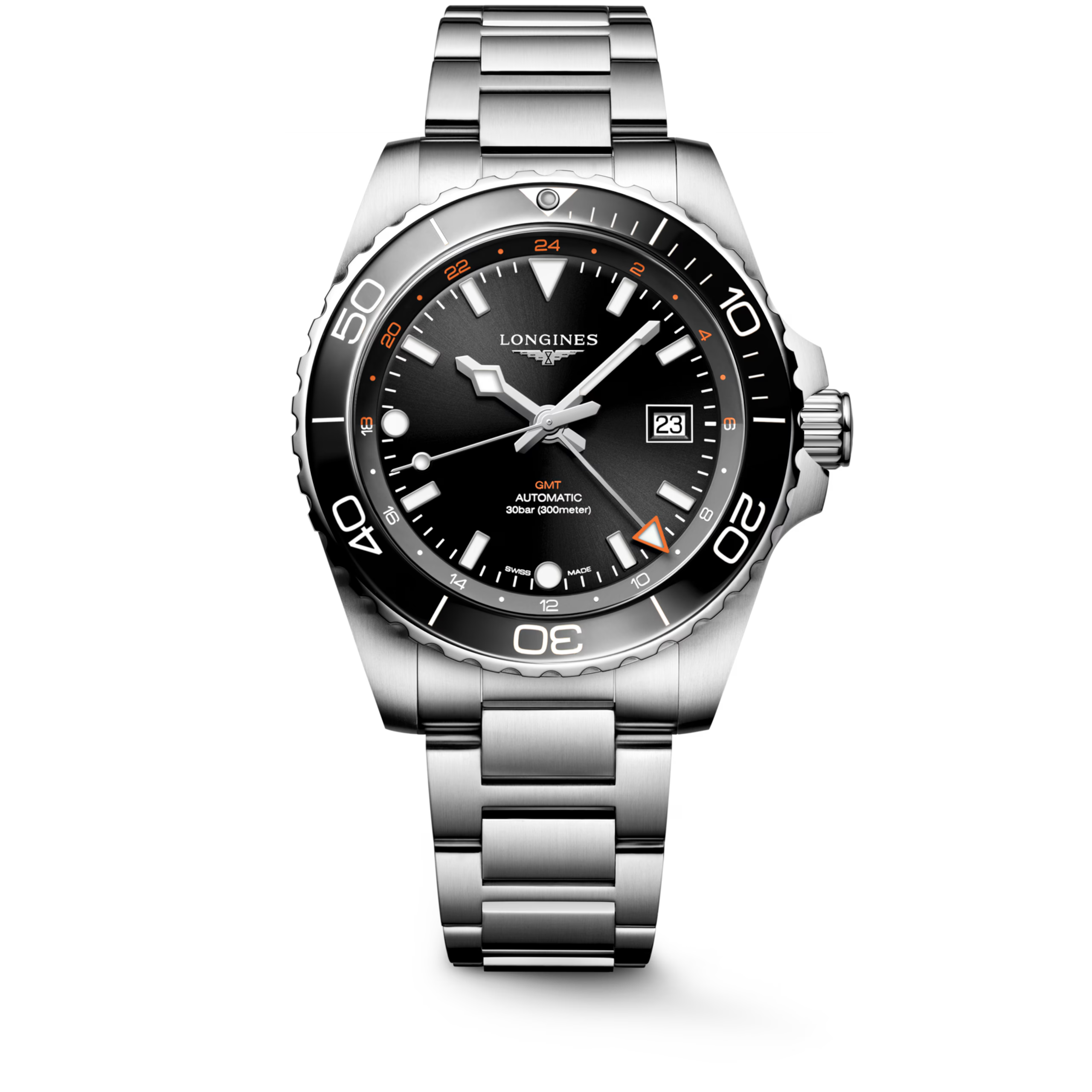 Longines HydroConquest GMT schwarz 43mm Herrenuhr L3.890.4.56.6