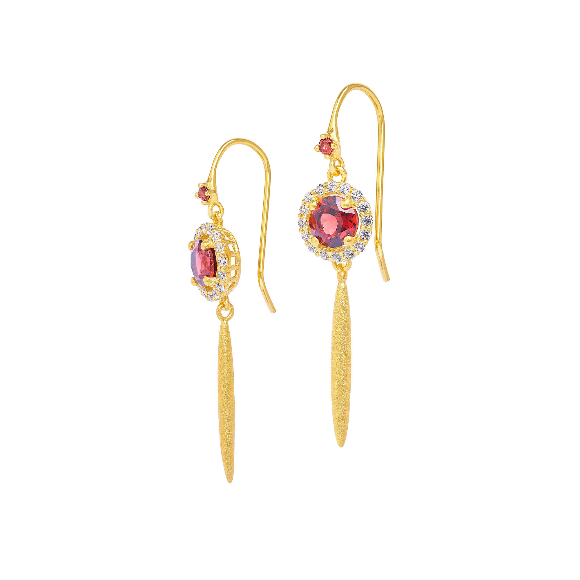 Bernd Wolf Ohrringe Brinella Designlinie Brilliana, Granat, 24-Karat-goldplattiert