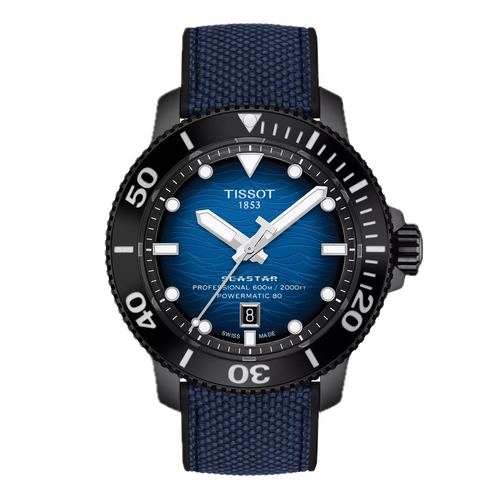 Tissot Tissot Seastar 2000 Automatik, 44mm, blaues Zifferblatt, Kautschukband Herrenuhr T120.907.37.041.00