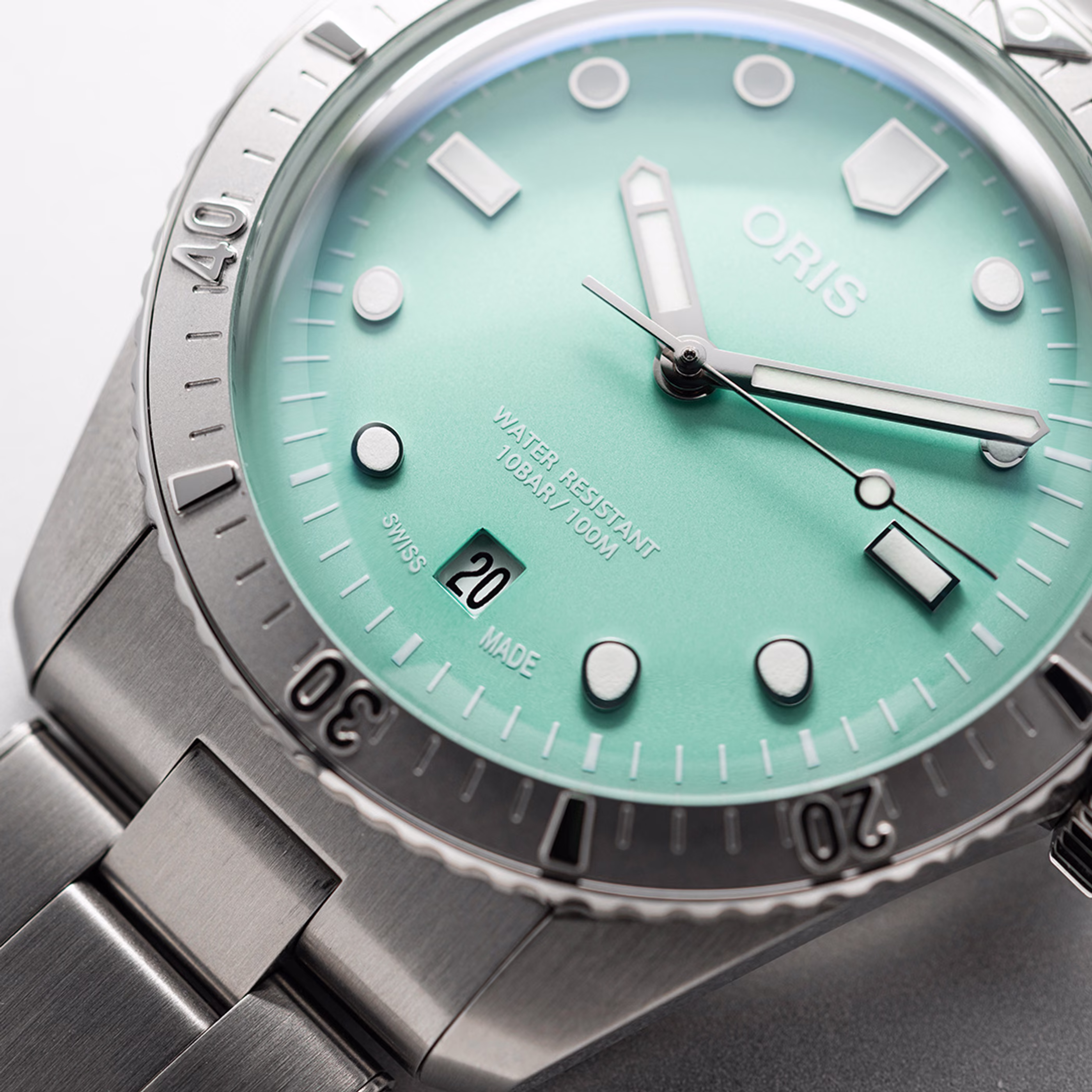 Oris Divers Sixty‑Five Cotton Candy 38mm Grün Unisexuhr 01 733 7771 4057-07 8 19 18