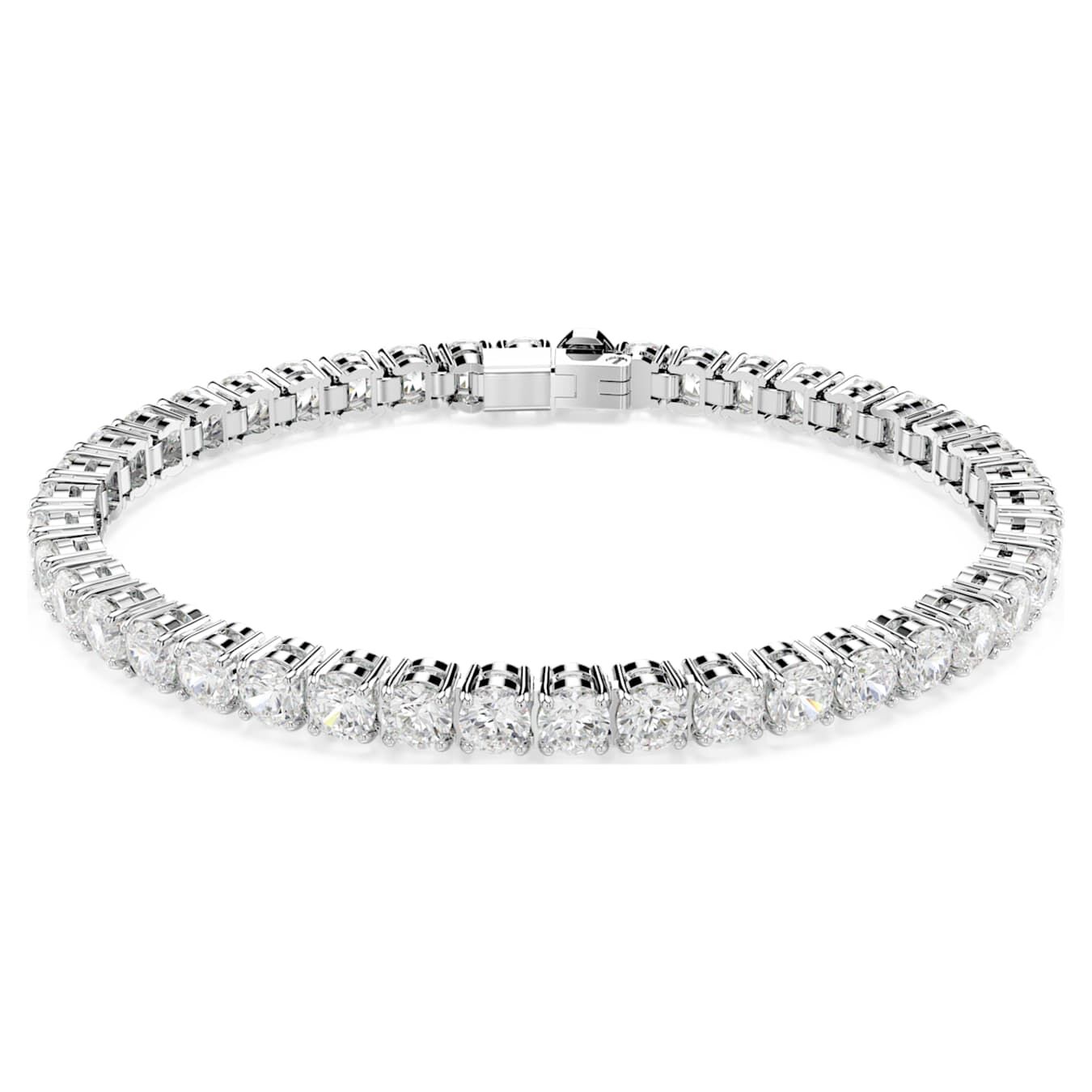 Swarovski Matrix Tennis Armband Rundschliff, Weiß, Rhodiniert