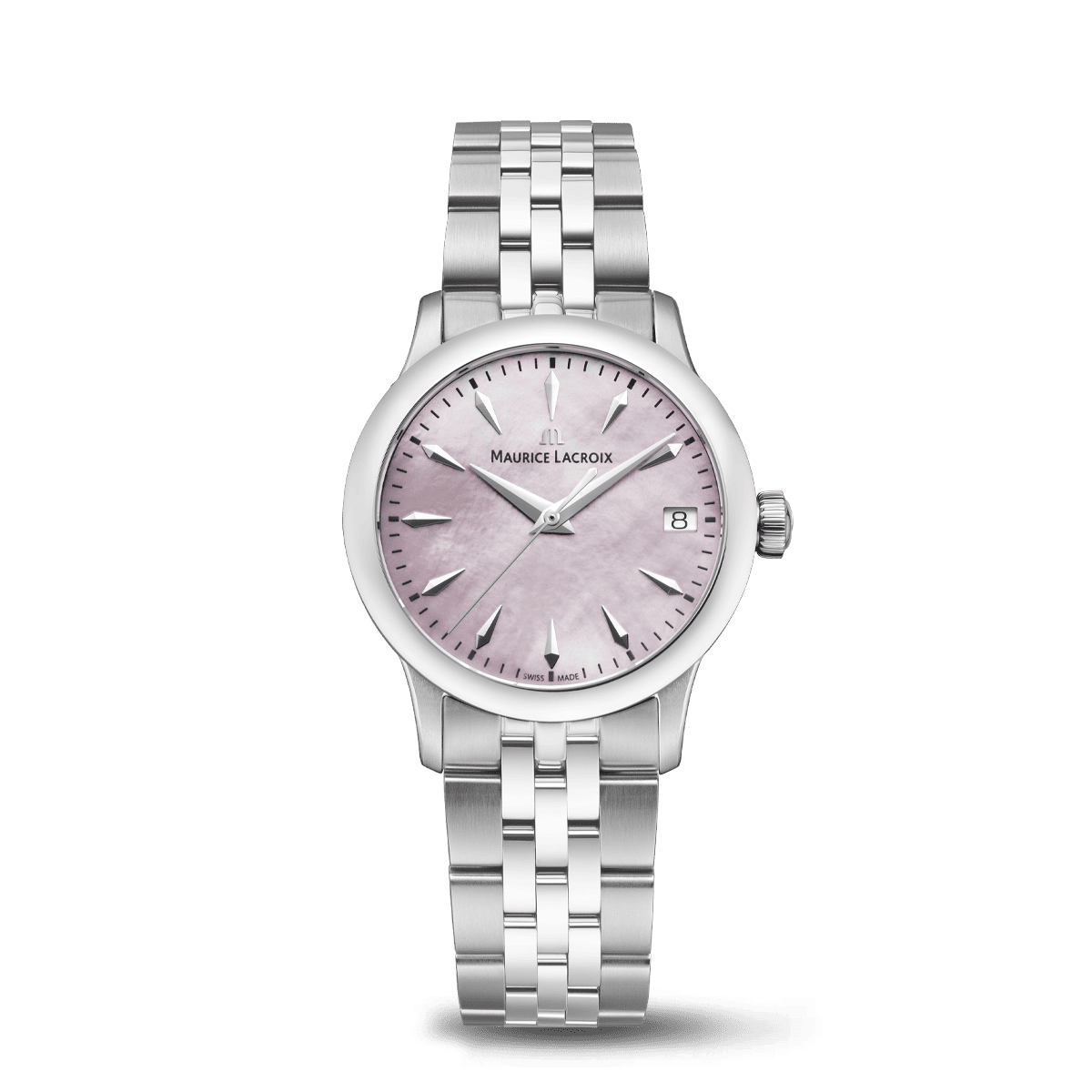 Maurice Lacroix 1975 Quartz 33mm, Quarzwerk, Rosa, Edelstahlband Damenuhr 751006-SS002-560-1