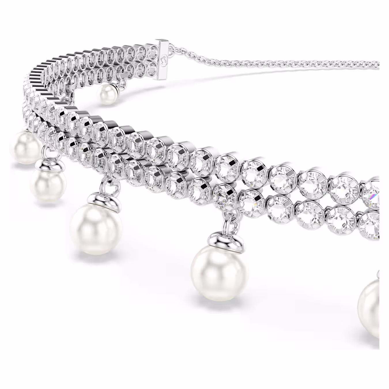 Swarovski Kette Ariana Grande x Swarovski Kristallperle, Rundschliff, Weiß, Rhodiniert