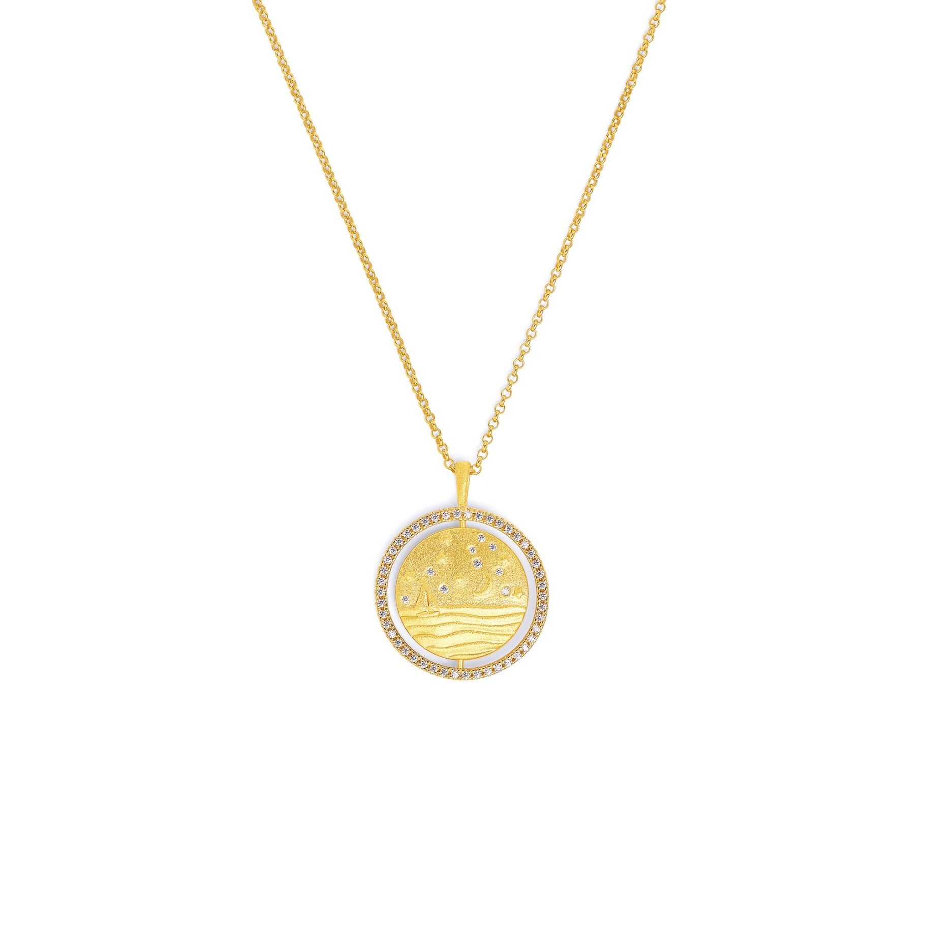 Bernd Wolf Kette Sun&Sea Designlinie Sun&Moon, Zirkonia, 24-Karat-goldplattiert