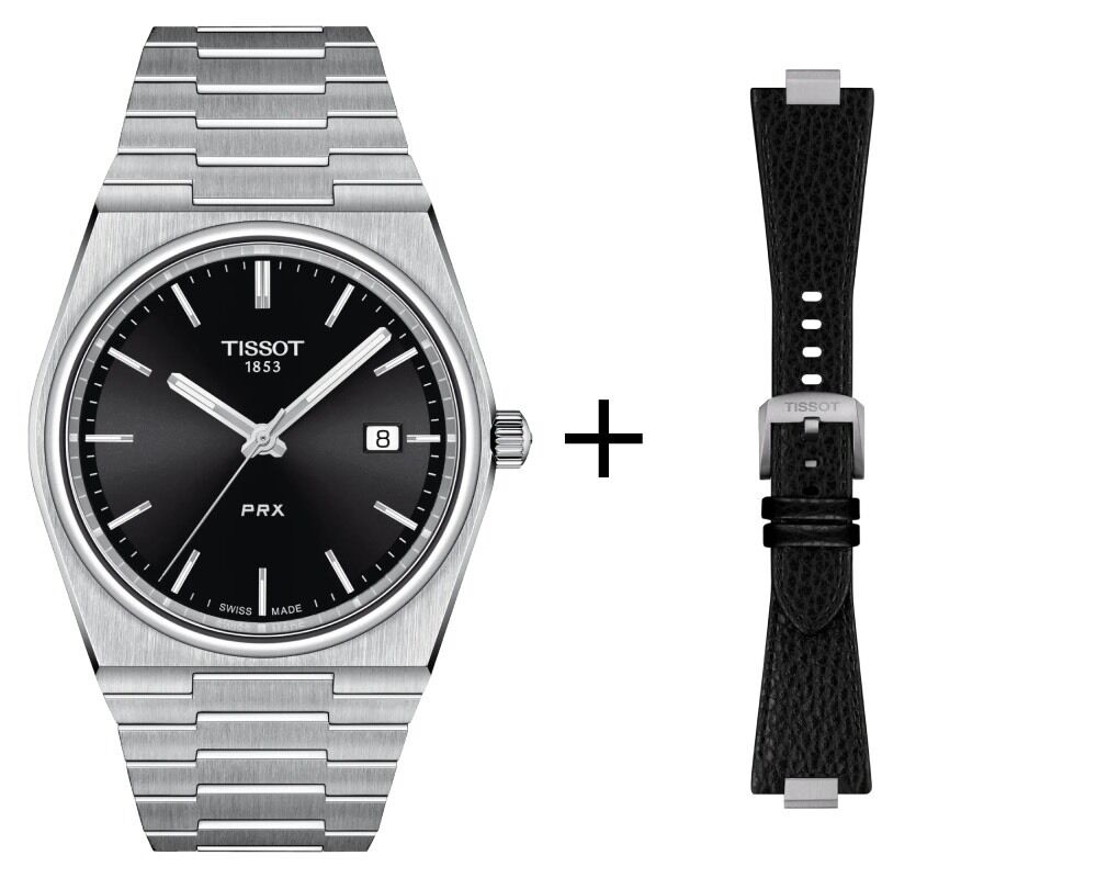 Tissot PRX Herrenuhr Quarz schwarz T137.410.11.051.00 Set mit schwarzen Lederband 