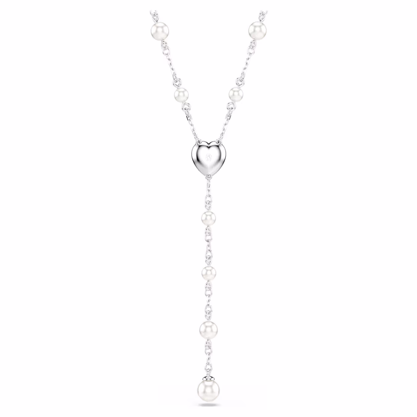 Swarovski Ariana Grande x Swarovski Y-Halskette Verschiedene Schliffe, Kristallperle, Herz, Weiß, Rhodiniert
