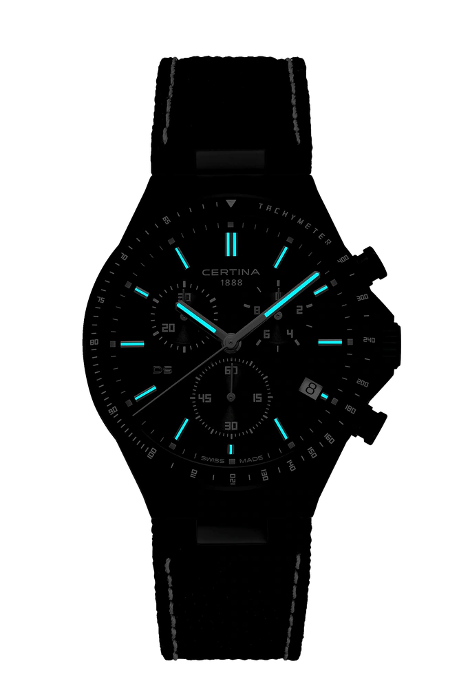 Certina DS-7 Chronograph Quarz, Grau, Edelstahlgehäuse, Wasserdichtigkeit bis zu 100 Metern Herrenuhr C043.417.38.081.00