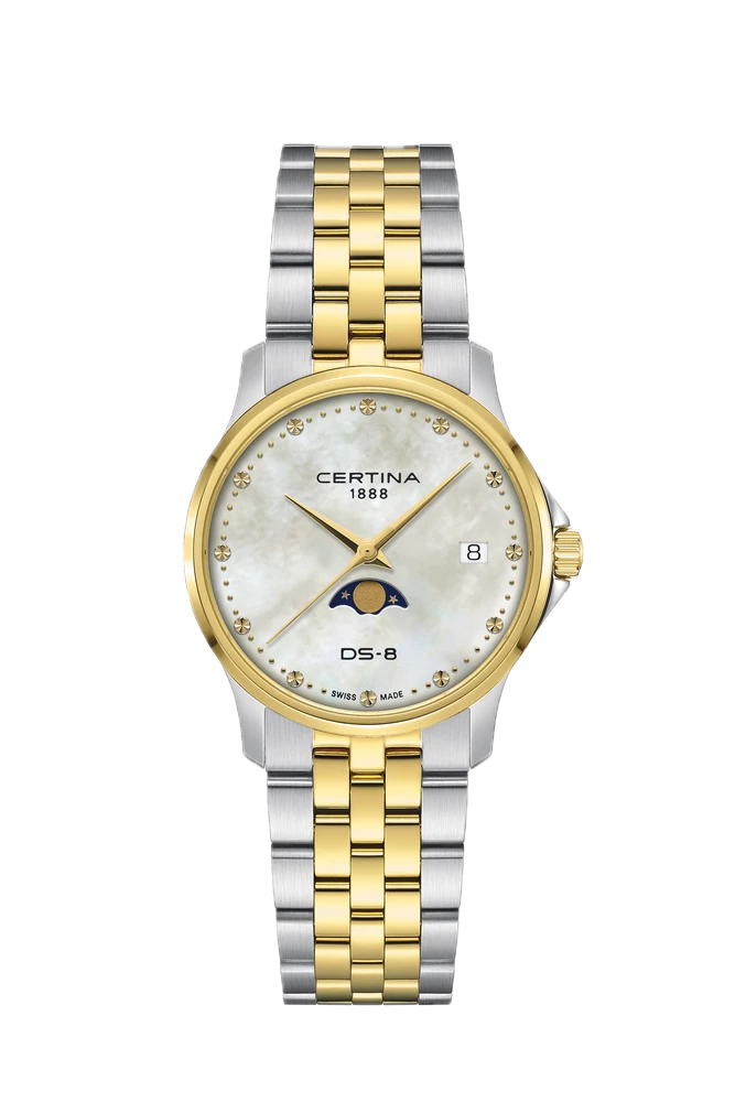 Certina DS-8 Moonphase Lady Quarz, Edelstahl, Perlmutt Damenuhr C045.223.22.111.00