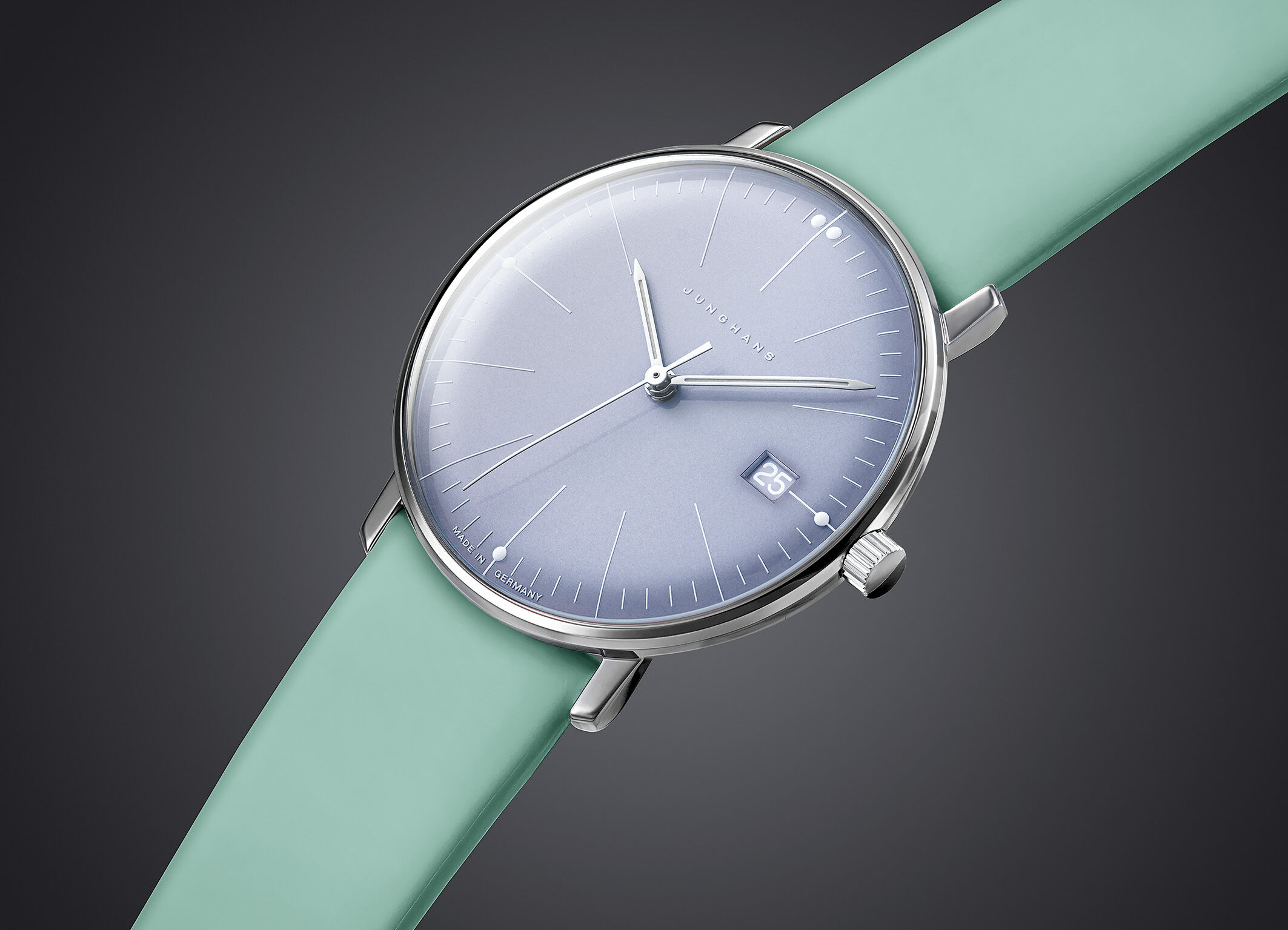 Junghans max bill Damen Türkises Lederband Damenuhr 47/4554.02