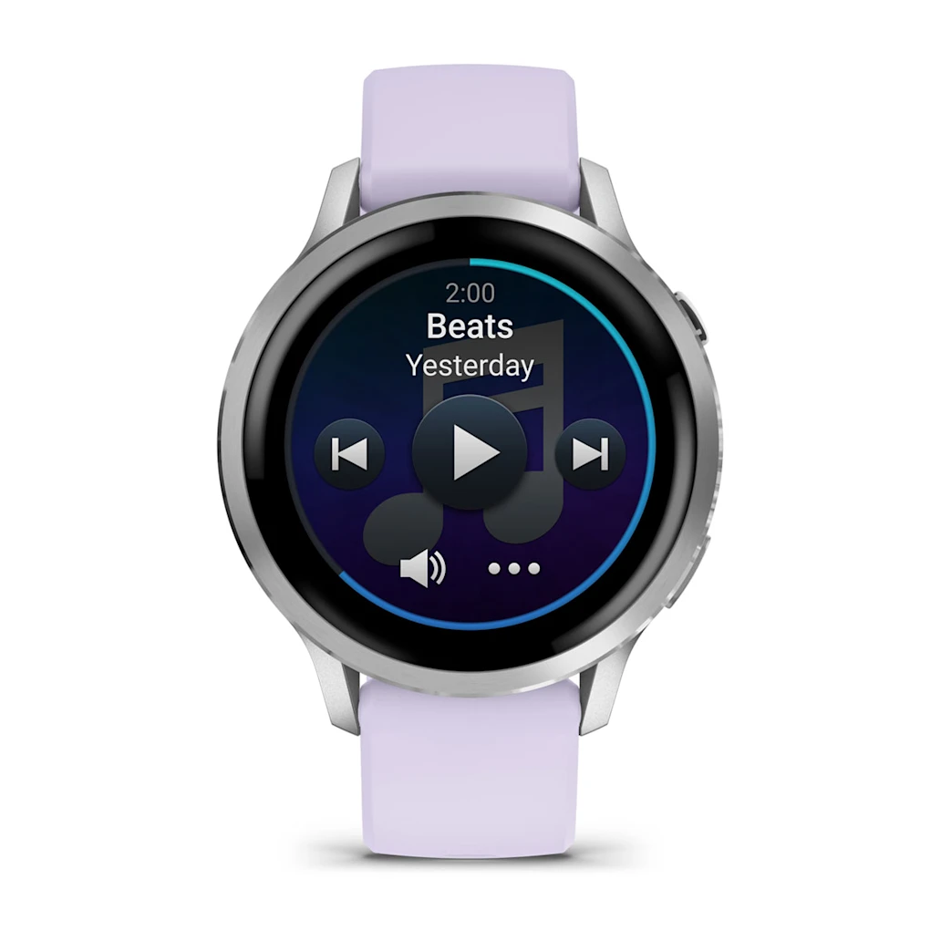 Garmin Venu® 4 - 41 mm Grau/Silber mit Schnellwechsel-Silikon-Armband 18 mm Lavendelblau Unisexuhr 010-03013-01