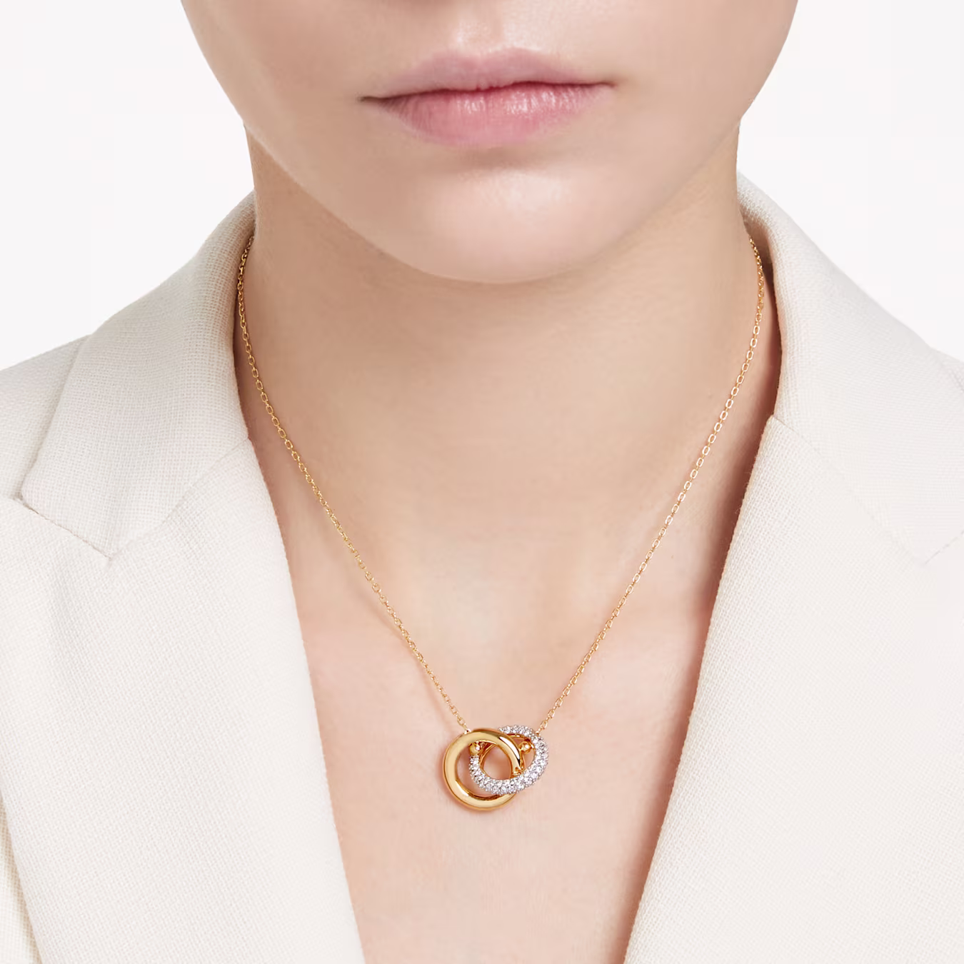 Swarovski  Dextera Halskette, Anhänger Verschlungener Reif, Goldlegierungsschicht