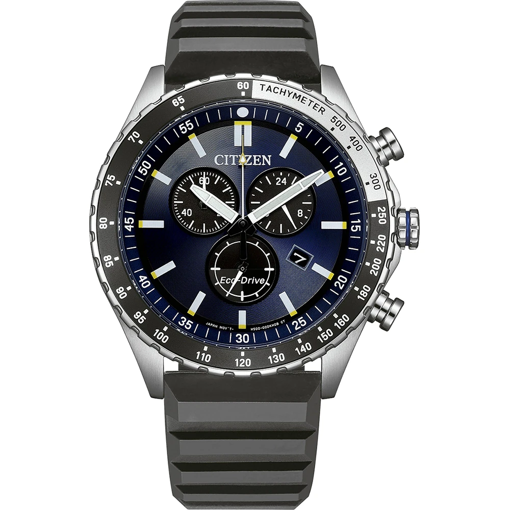 Citizen Eco-Drive Sport Chronograph, 43 mm, Silikonband Herrenuhr AT2569-04L