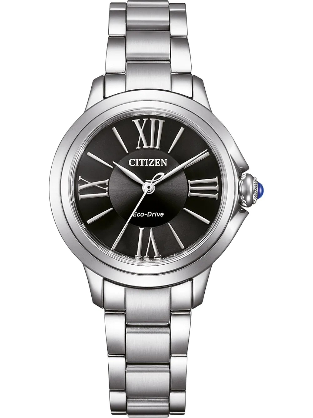 Citizen L - Eleganz & Eco-Drive, Analog Quartz, Edelstahlband, Schwarz Damenuhr EM1160-58E