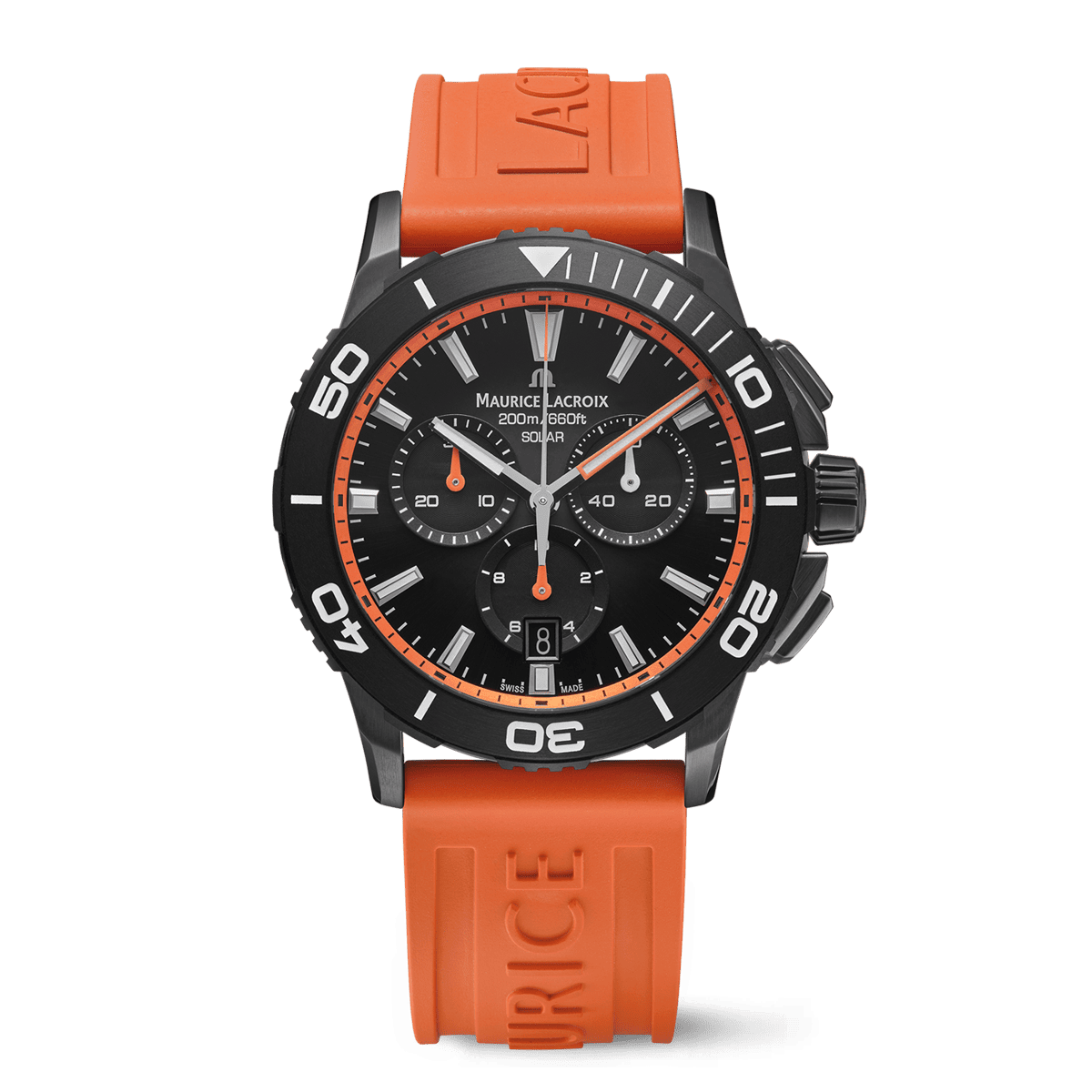 Maurice Lacroix PONTOS S SOLAR CHRONOGRAPH SPECIAL EDITION, 42 mm, Quartz, Rubber strap, Orange Men's watch PT1038-DLB00-330-6