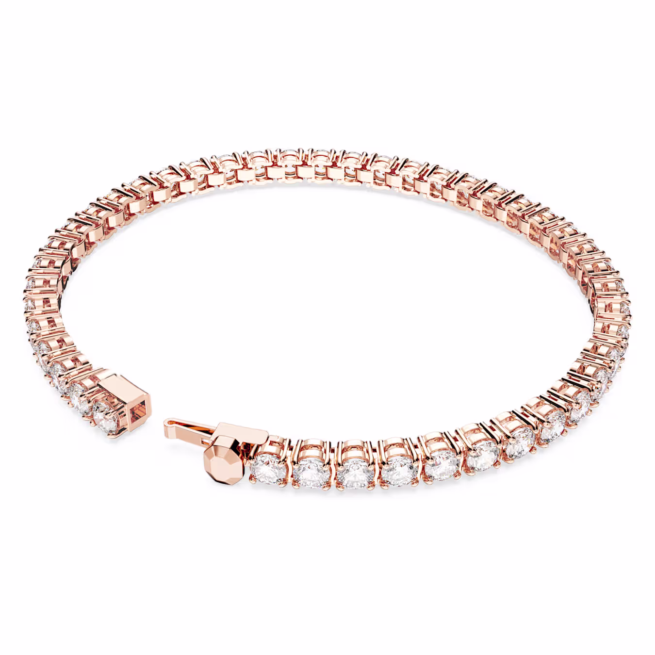 Swarovski Matrix Tennis Bracelet, Round Cut, White, 18k Rose Gold Plated