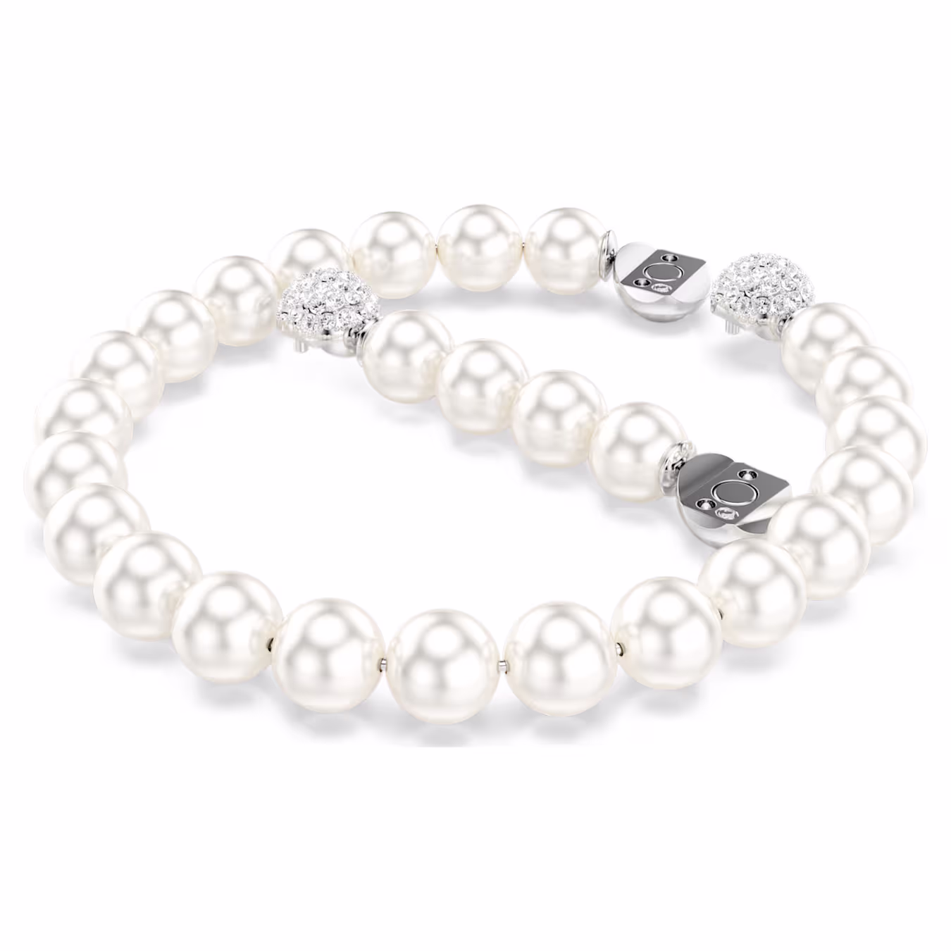 Swarovski  Matrix Armband Kristallperle, Weiß, Rhodiniert