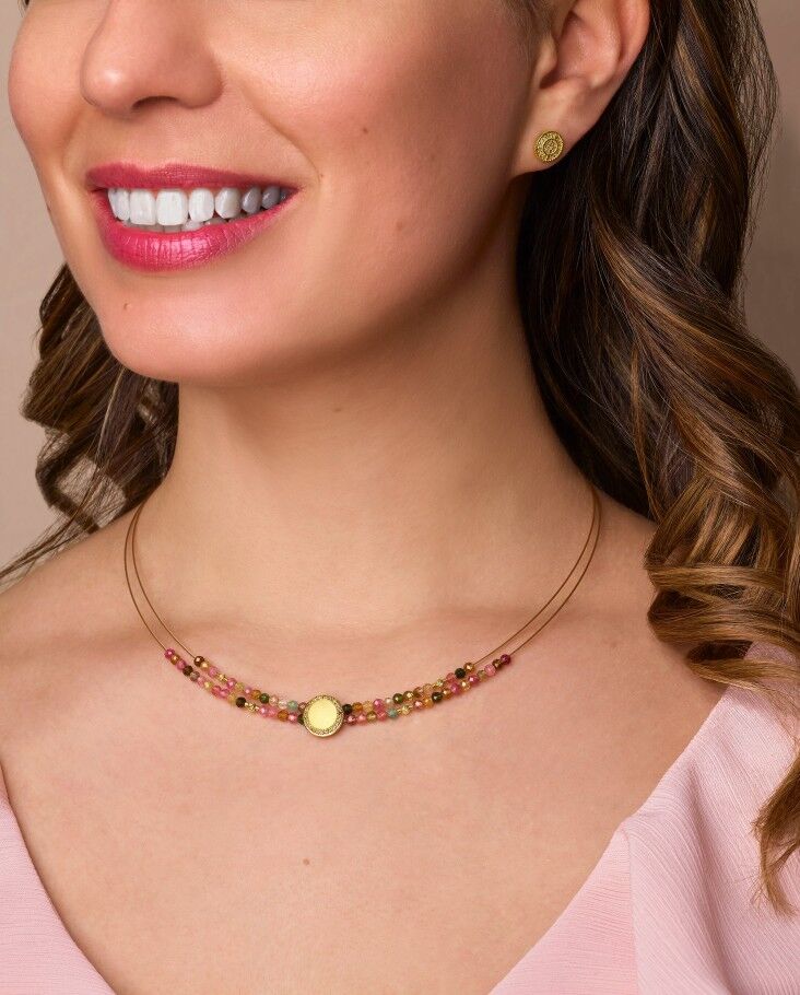 Bernd Wolf Stecker Verina Designlinie Sparkling Pavé, Turmalin, 24-Karat-goldplattiert