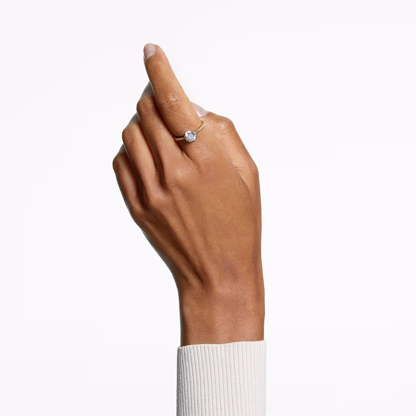 Swarovski Stilla Cocktail Ring, Round Cut, Pavé, White, 18k Gold Plated