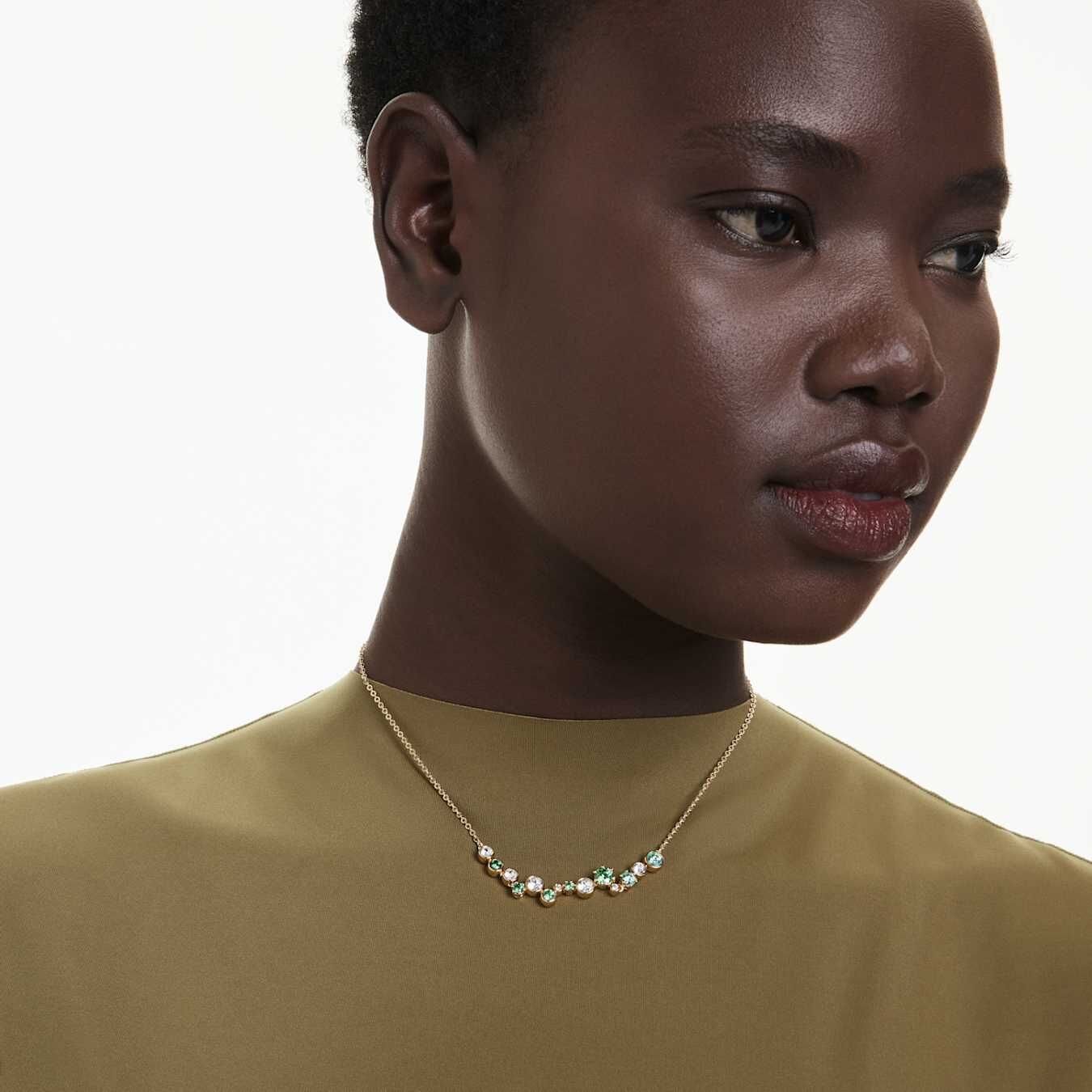 Swarovski Kette Constella Halskette Verschiedene Schliffe, Grün, 18k vergoldet