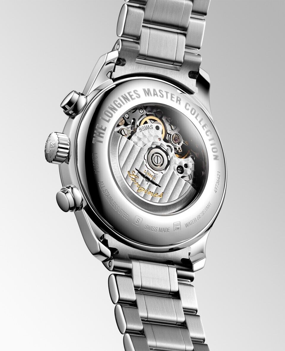 Longines Master Collection Chronograph Silber Lederband Herrenuhr L2.859.4.78.6