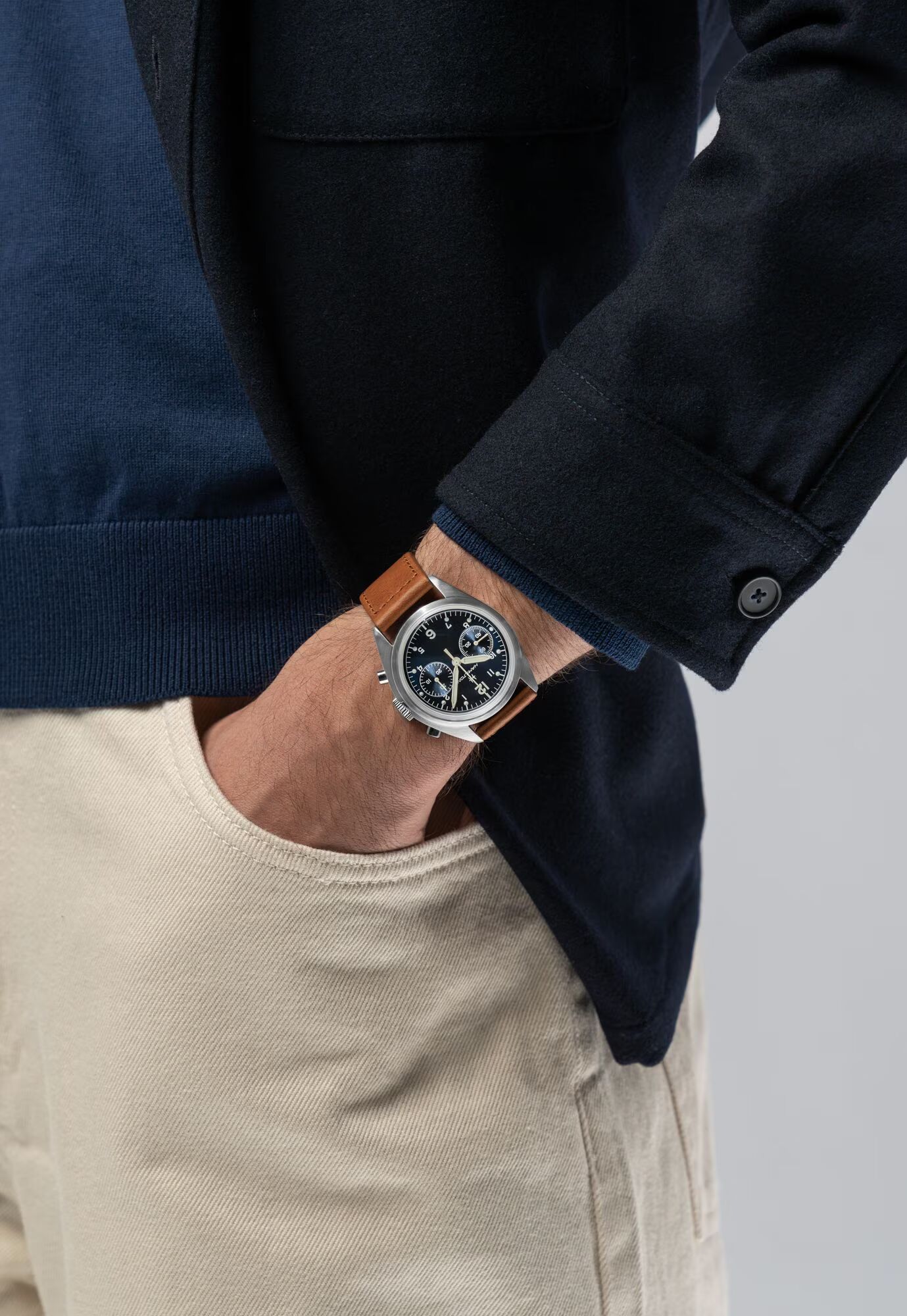 Hamilton Khaki Aviation Pilot Pioneer Mechanical Chronograph Herrenuhr H76409540