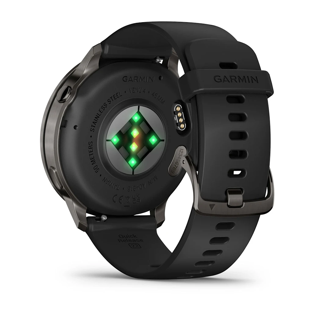 Garmin Venu® 4 - 45 mm Schwarz/Schiefergrau mit Schnellwechsel-Silikon-Armband 22 mm Unisexuhr 010-03014-00