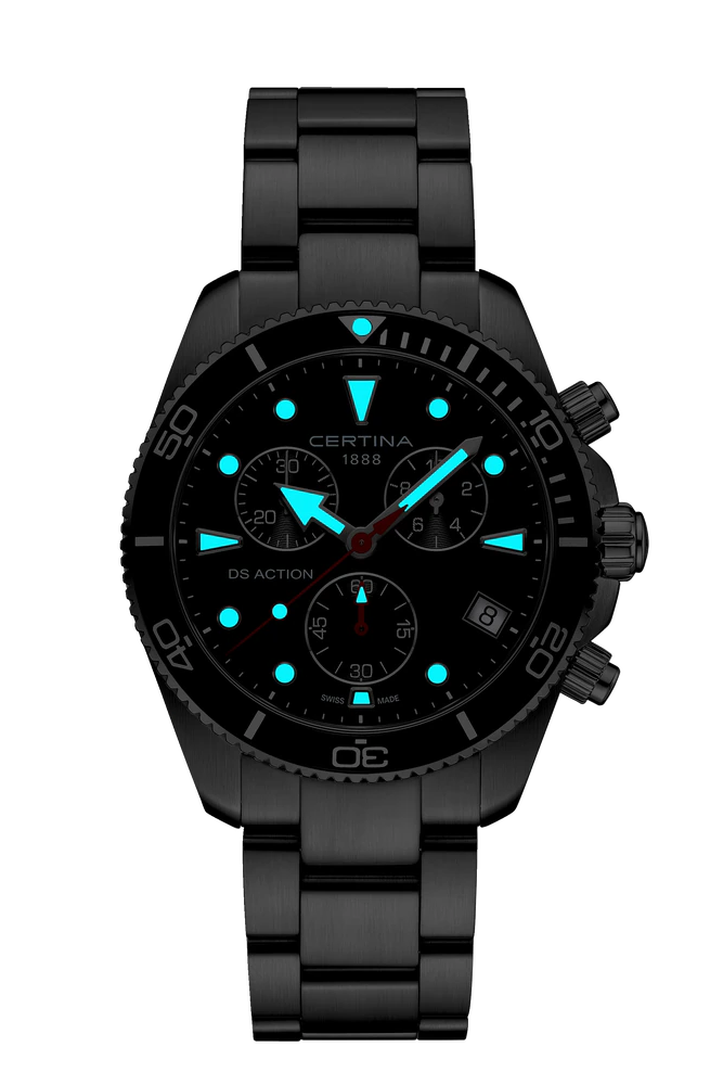 Certina DS Action Chrono, Quarz, Schwarz, Edelstahl 316L Herrenuhr C048.417.11.051.00