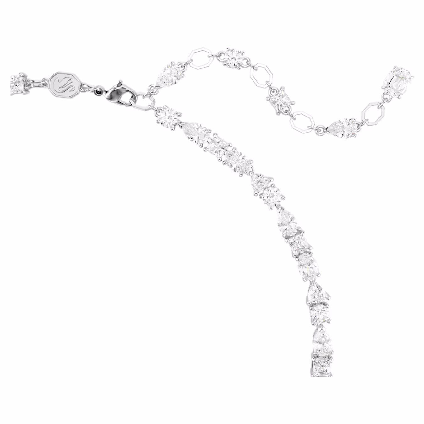 Swarovski Mesmera Necklace, Various Cuts, White, Rhodium Plated