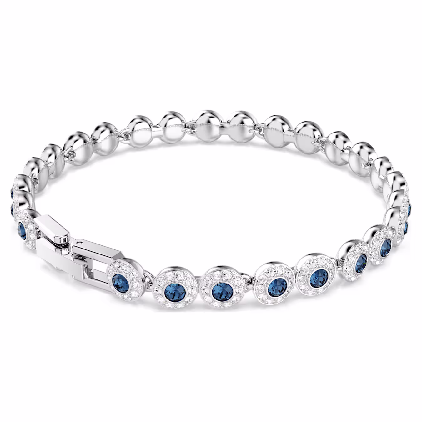Swarovski Una Angelic bracelet, round cut, blue, rhodium plated