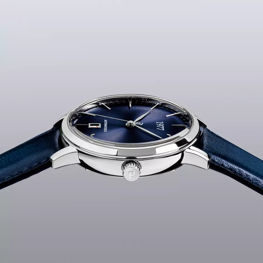 1977 EDMOND Automatique, 40 MM, Cadran Bleu, Bracelet Cuir Bleu Men's Watch 1977P01166