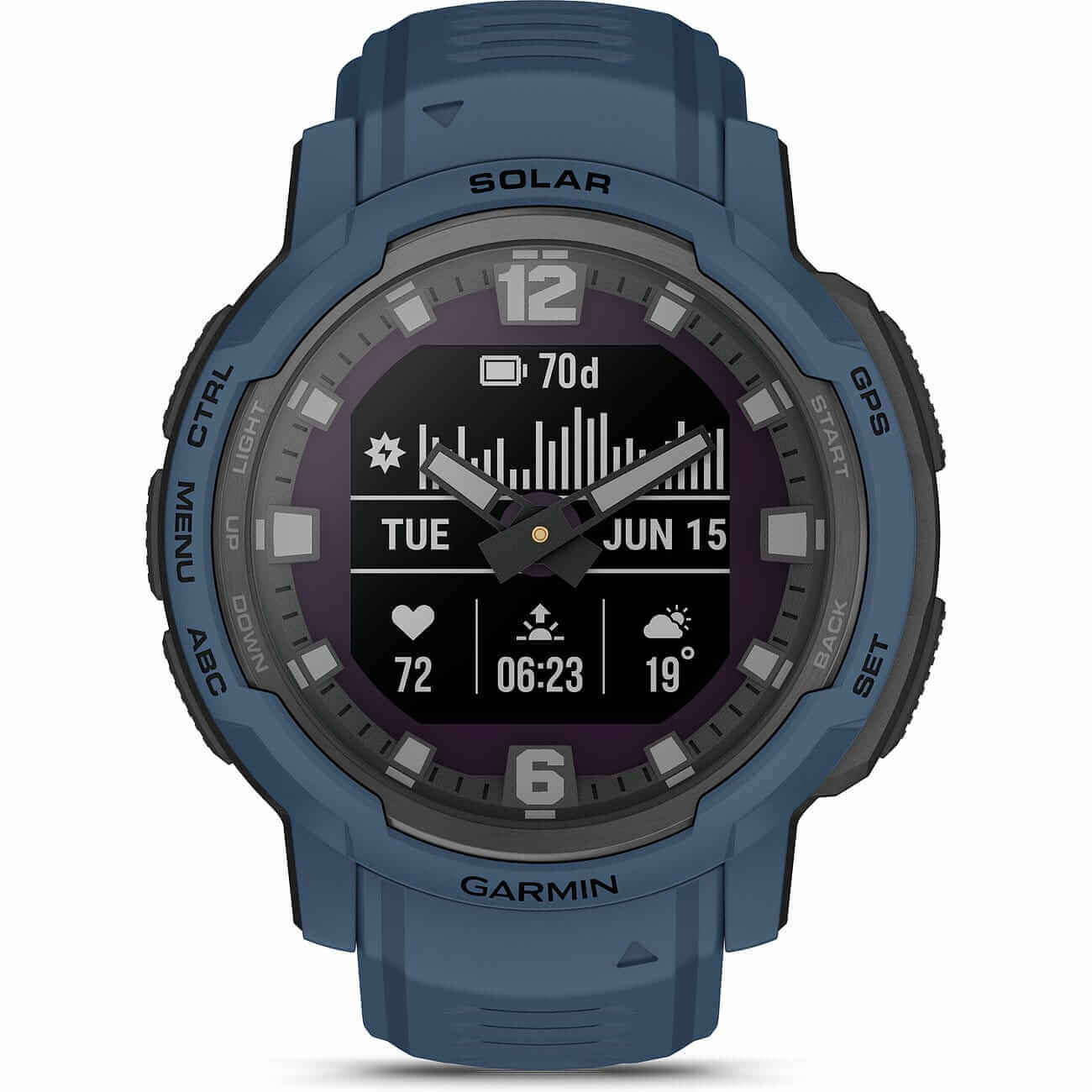 Garmin Instinct Crossover Solar Blau Herrenuhr 010-02730-02