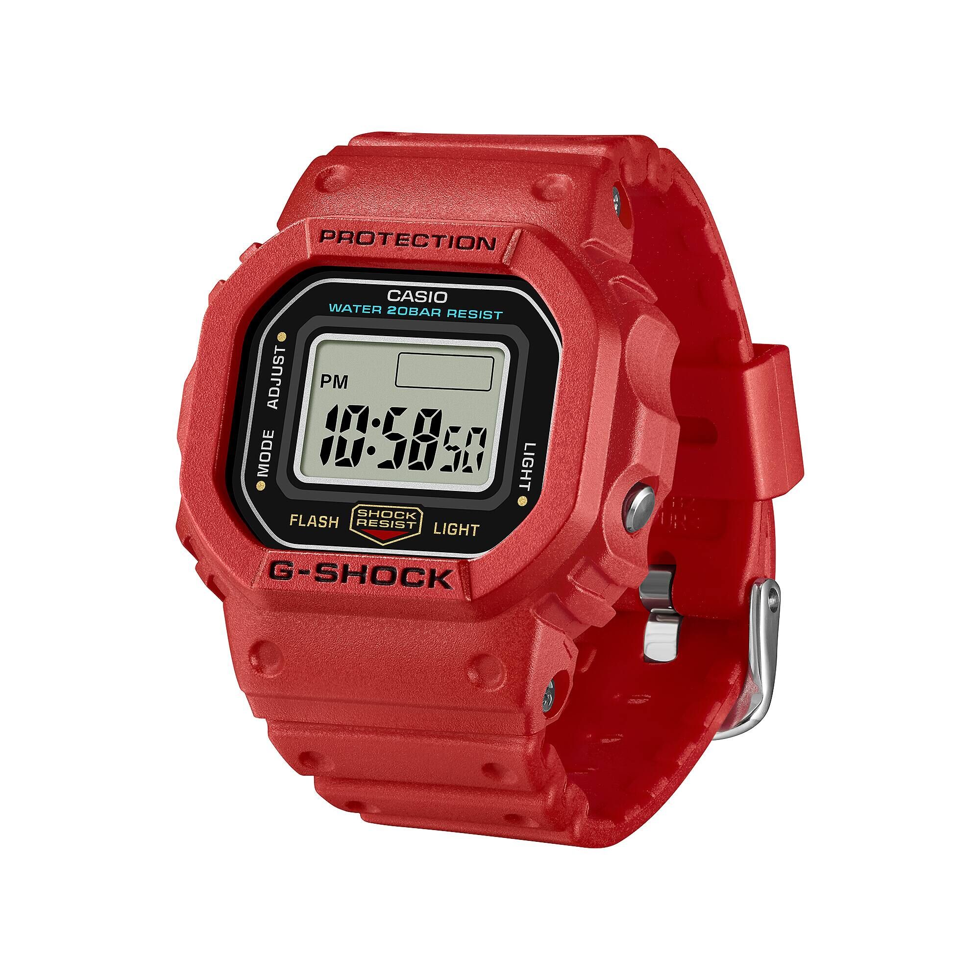 G-Shock Classic Style Ringuhr, rot, 20mm Durchmesser, Kompatible Bandgröße, Serie 5600 Herrenuhr DWN-5600-4ER