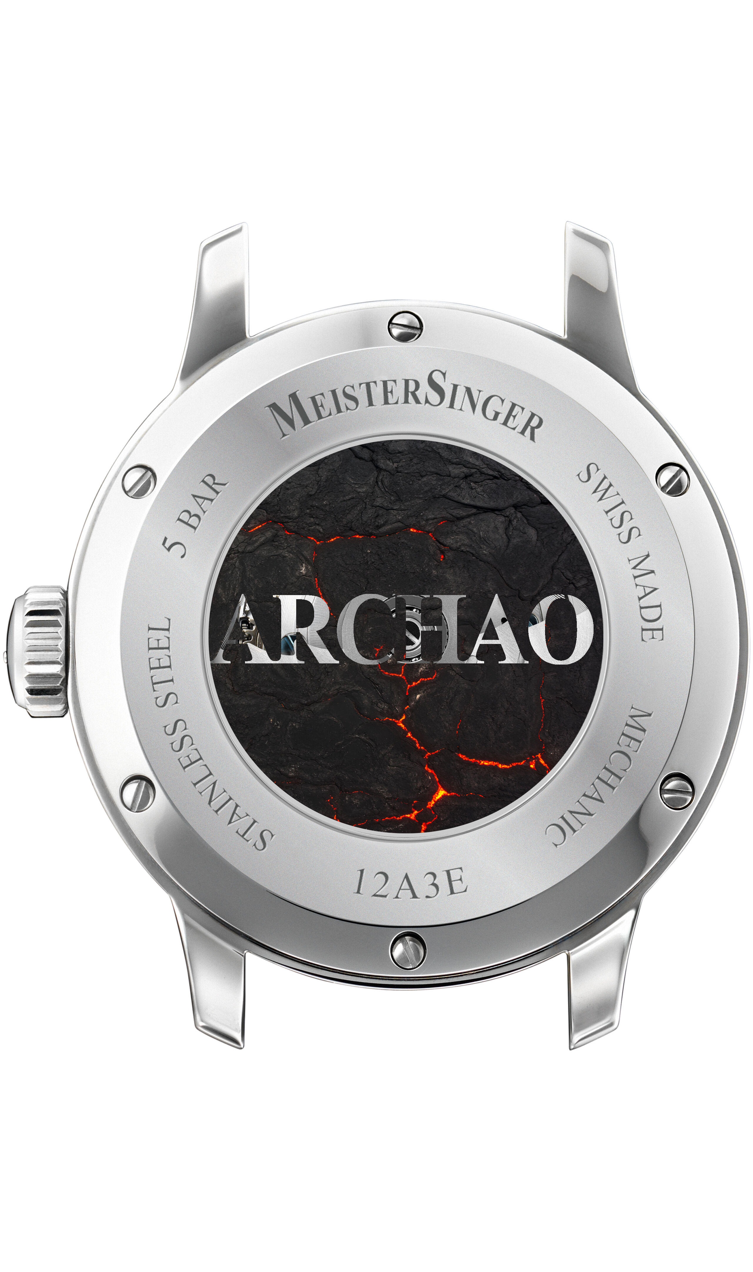 Meister Singer Archao DLC, Schwarz, Automatikwerk, 43 mm, Lederband Herrenuhr AR902BL